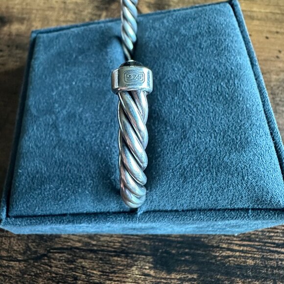 David Yurman Cable Cuff Bracelet w/ Sterling Silver & Black Diamonds - Medium - Picture 4 of 16